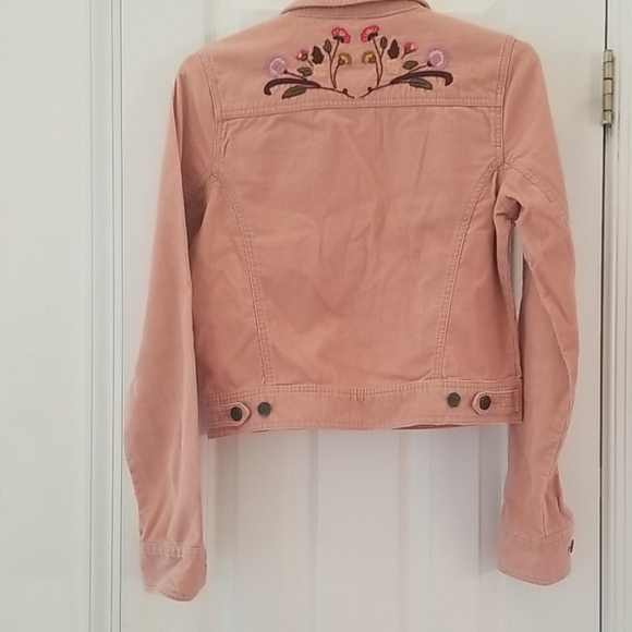 Roxy Pink Corduroy Embroidered Trucker Jacket - Picture 3 of 5